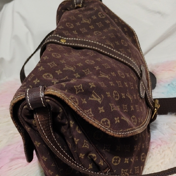 Authentic Louis Vuitton Mini Lin Saumur Brown Monogram Crossbody Bag - Picture 7 of 16